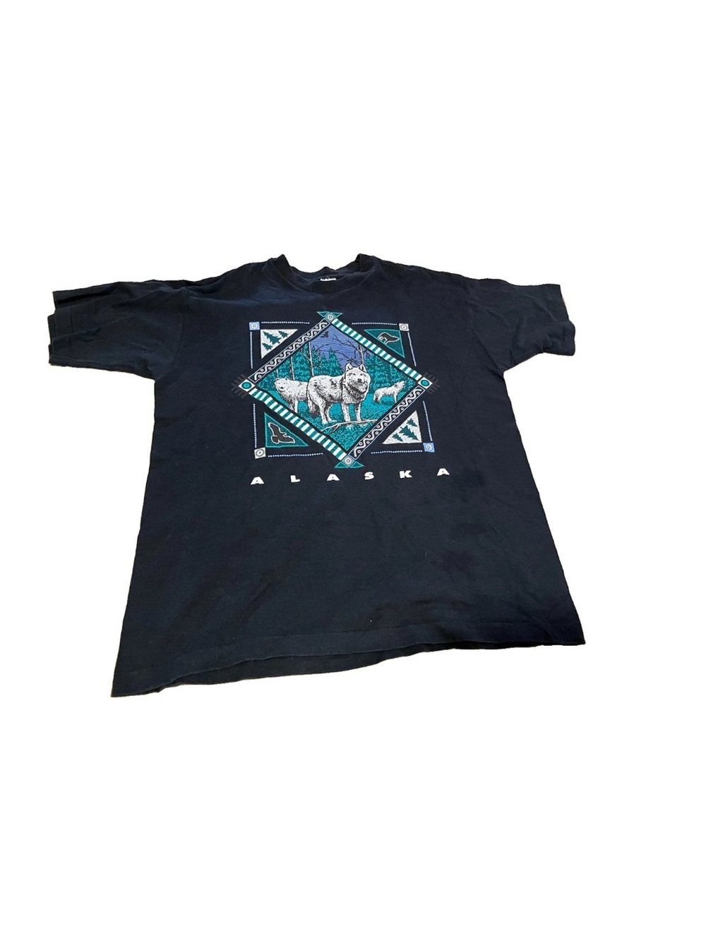VTG 90s Fruit Of The Loom Blk Graphic T-Shirt Alaska Landscape Men's XL USA Made